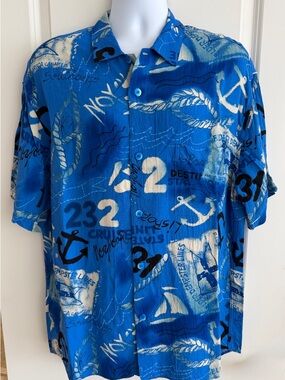 Jams World Men’s Hawaiian Aloha Short Sleeve Shirt, L, Nautical, Great Cond.